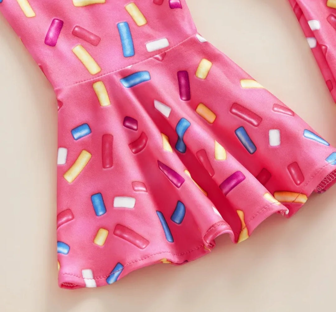 Two Sweet Donuts T-shirt with Bell Bottoms and Headband #1000284