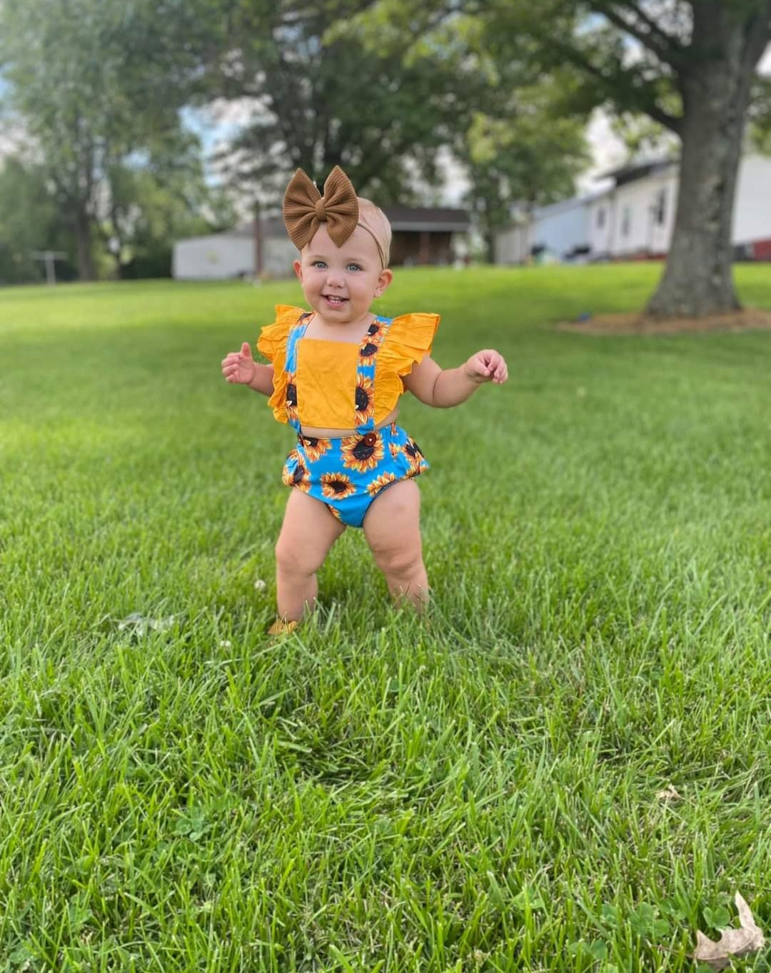 Sunflower Sky Blue Ruffle Romper #1000174