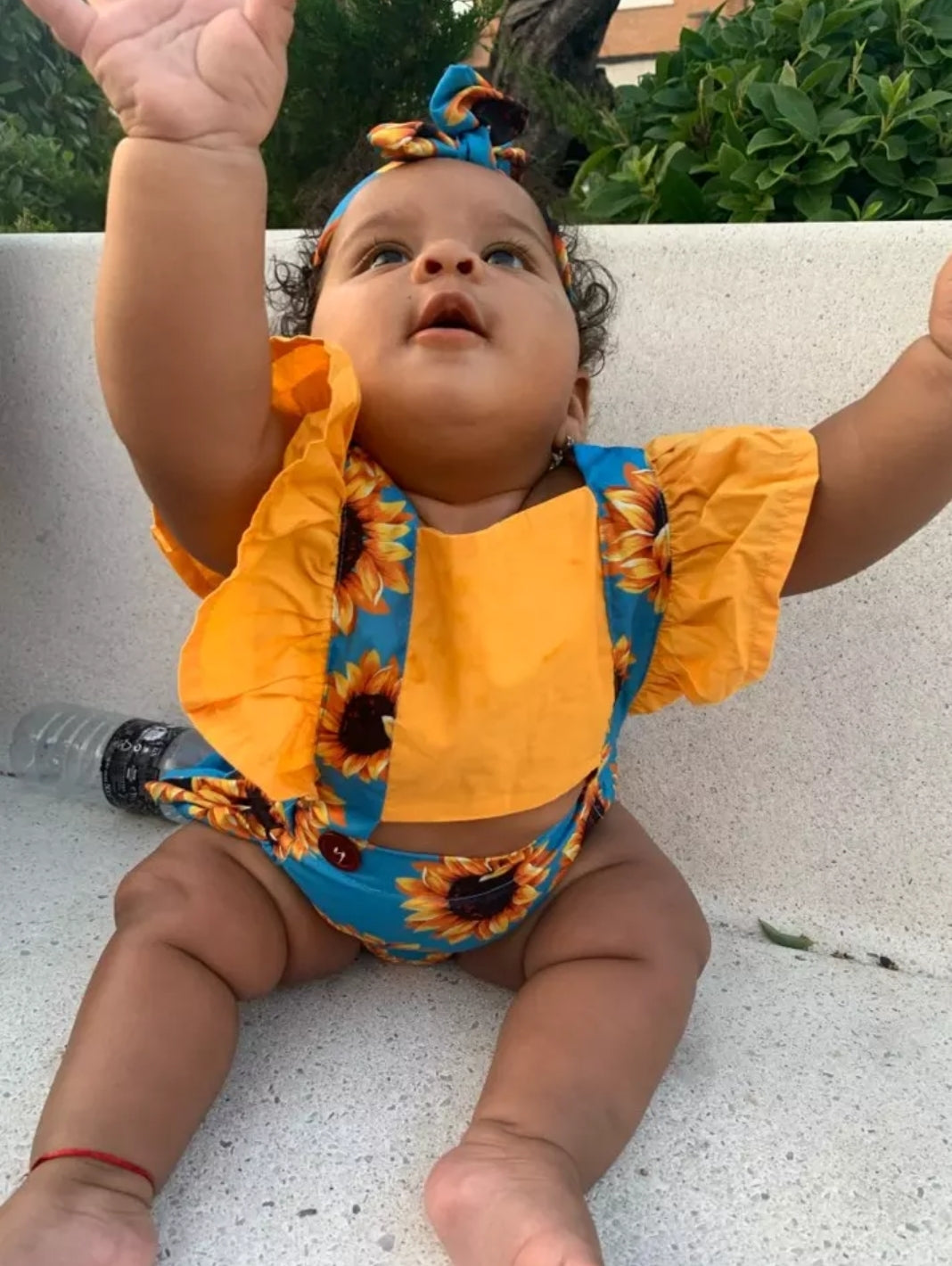 Sunflower Sky Blue Ruffle Romper #1000174