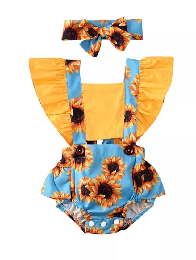 Sunflower Sky Blue Ruffle Romper #1000174