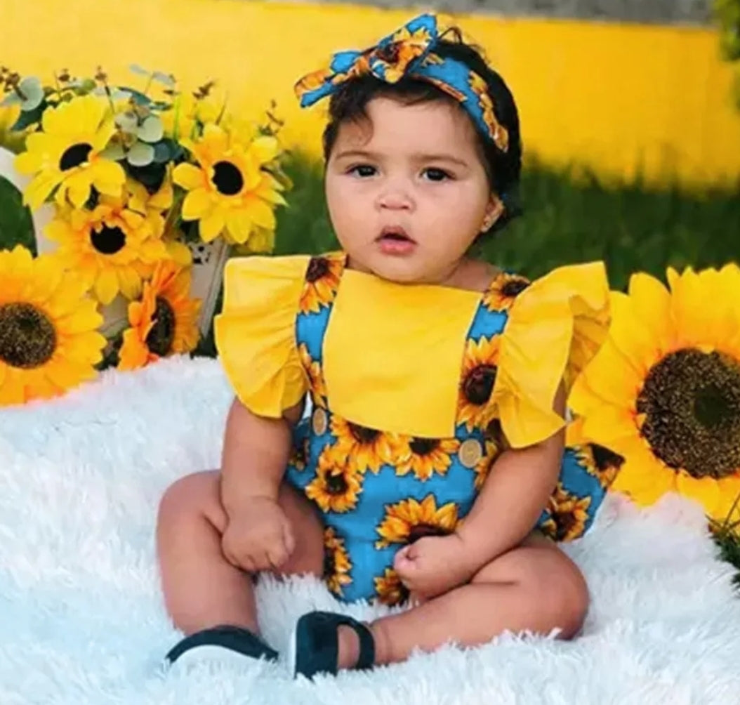 Sunflower Sky Blue Ruffle Romper #1000174