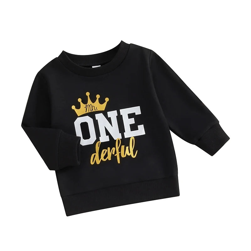 Mr. One Derful Crewnek Birthday Top, Black #200060