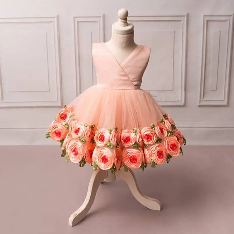 Pink Silk Rose Special Occasions Dress #1000886