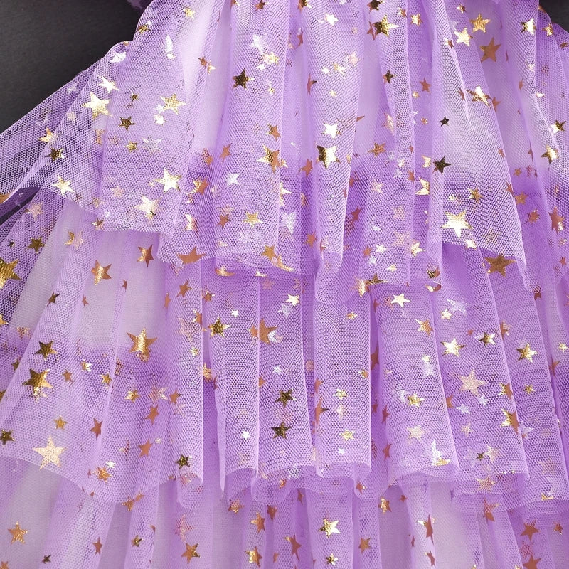 Purple Ruffle Star Tulle Dress #1000250