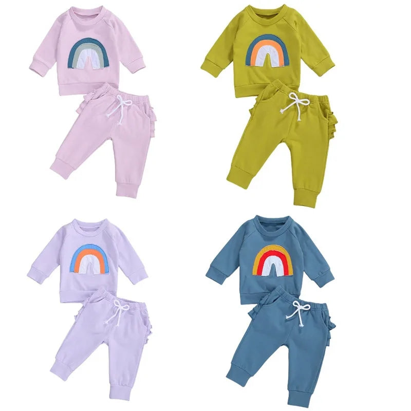 Lilac Rainbow Crewnek Sweatshirt and Pants #1001123