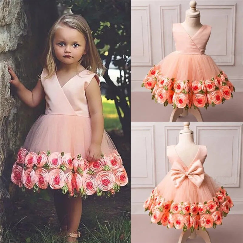 Pink Silk Rose Special Occasions Dress #1000886