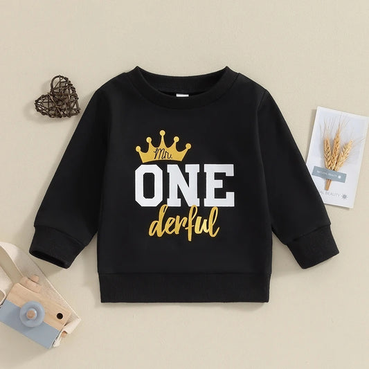 Mr. One Derful Crewnek Birthday Top, Black #200060