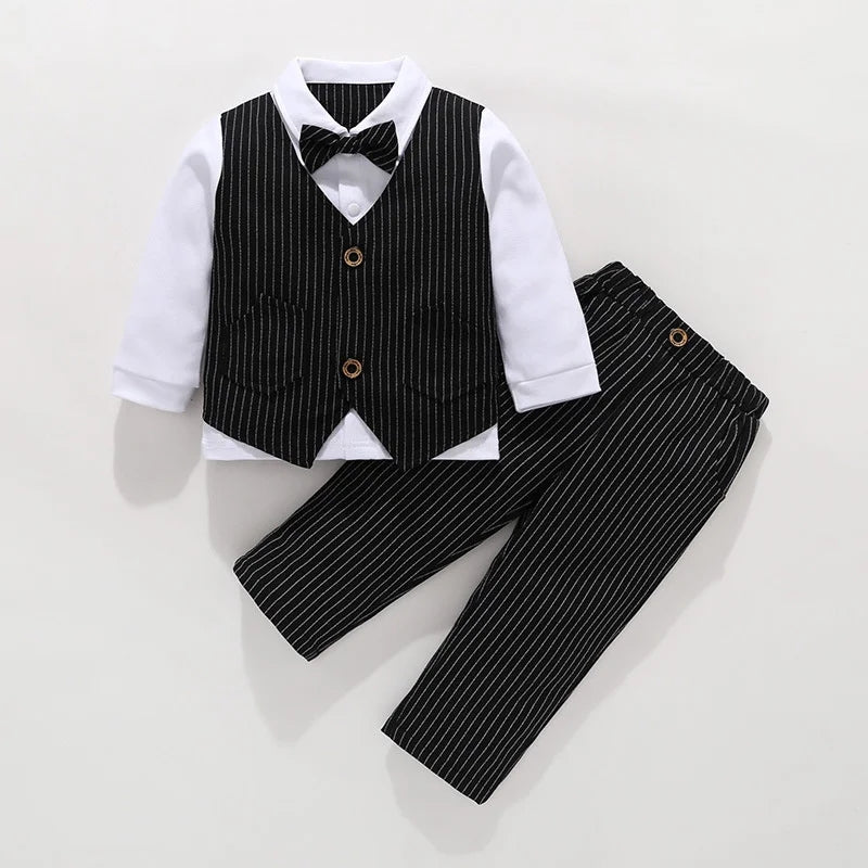 Black Striped Gentleman Suit #200061