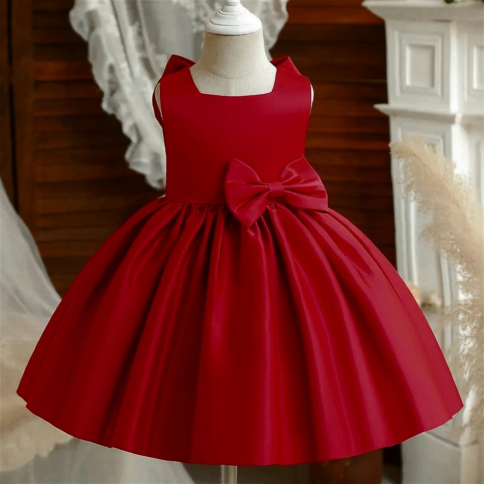 Burgundy Special Occasions Dress with Big Bow (Clip on) #1000263