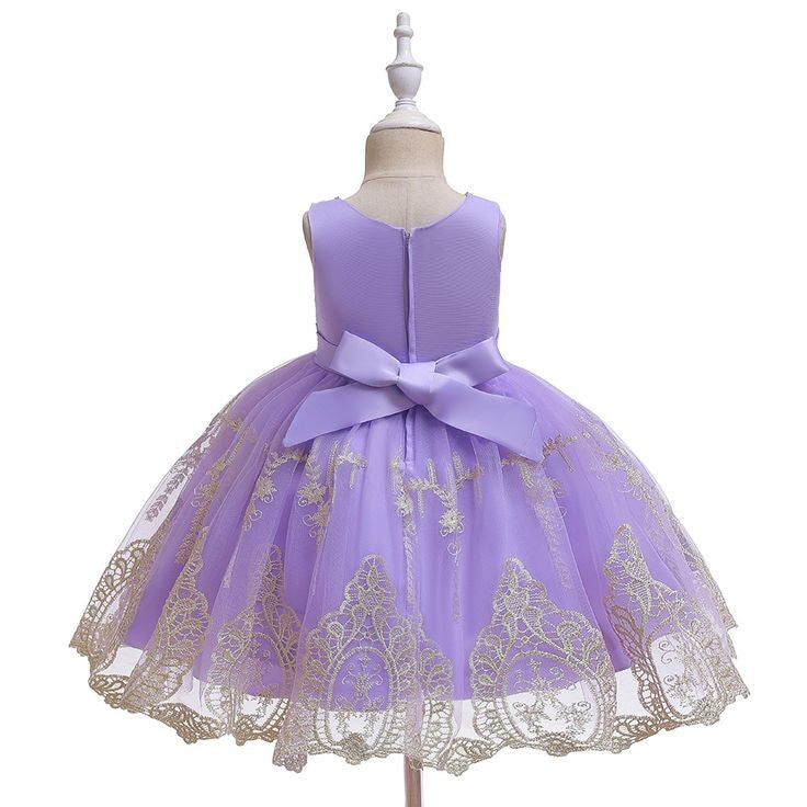 Purple Special Occasions Dress with Diamante and Gold Lace #1001000