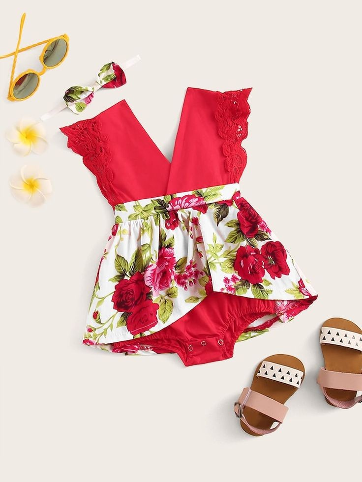 Red Rose Romper Dress #1000264