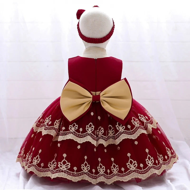 Maroon And Gold Embroidered Special Occasions Ball Gown #1000876