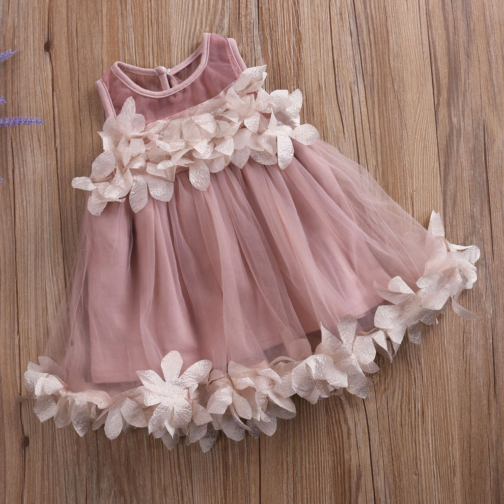 Pink 3D Ruffle Floral Dress #1000130