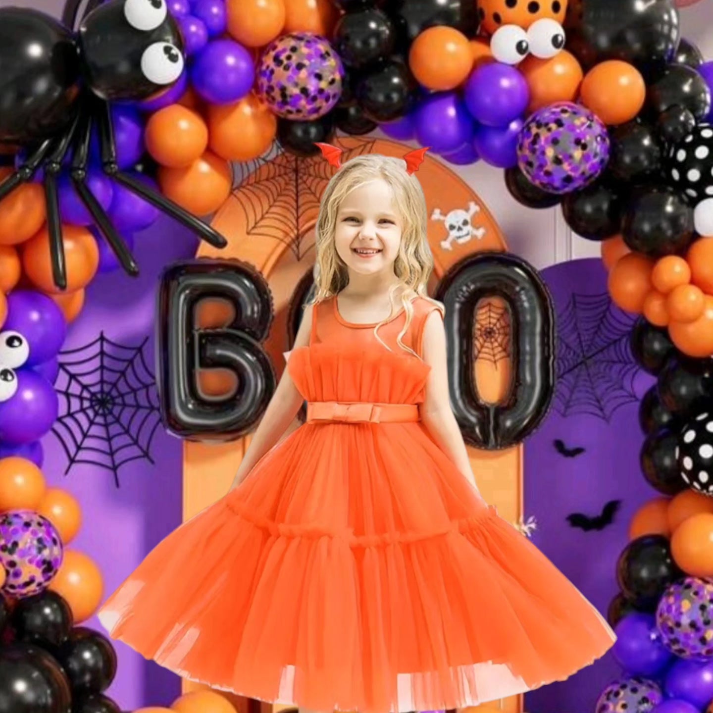 Orange Ruffle Special Occasions Dress #1000898