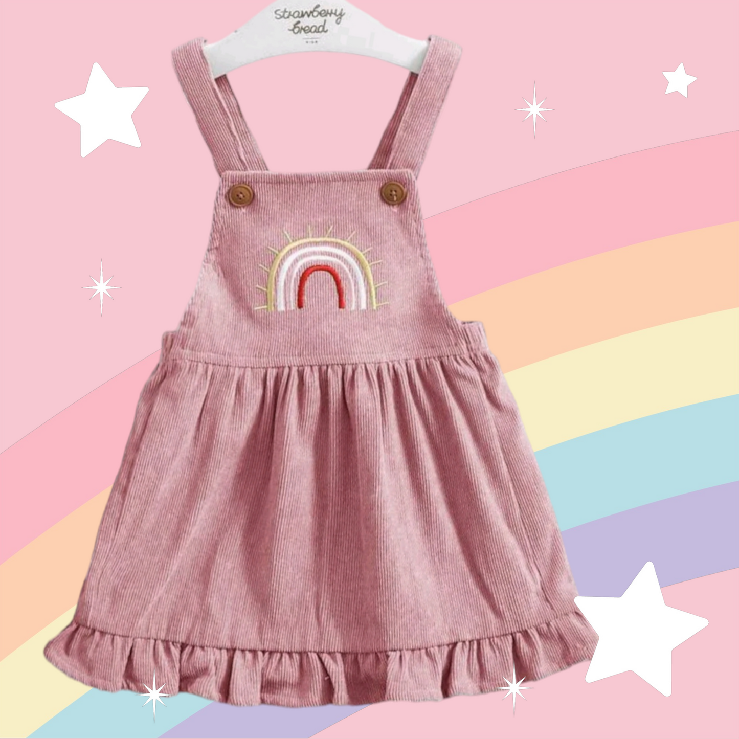 Pink Rainbow Dungaree Corduroy Dress #1000798