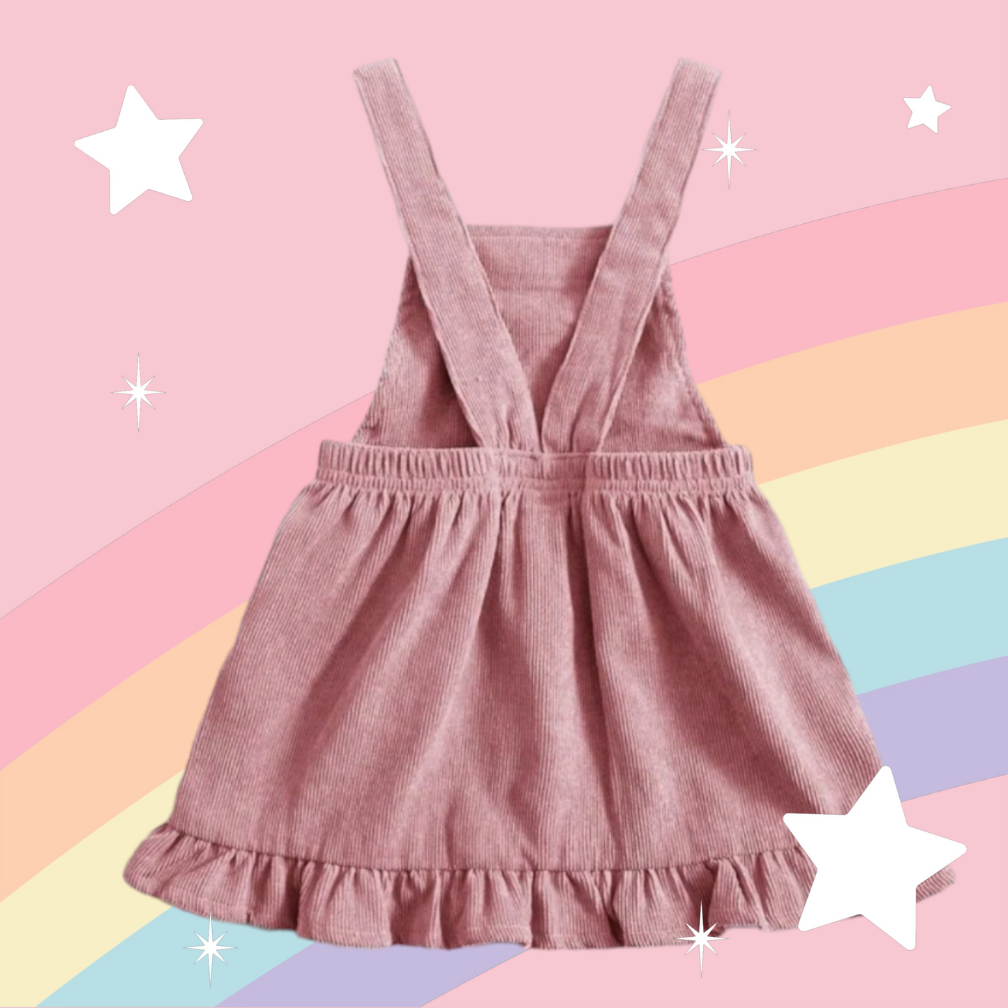 Pink Rainbow Dungaree Corduroy Dress #1000798