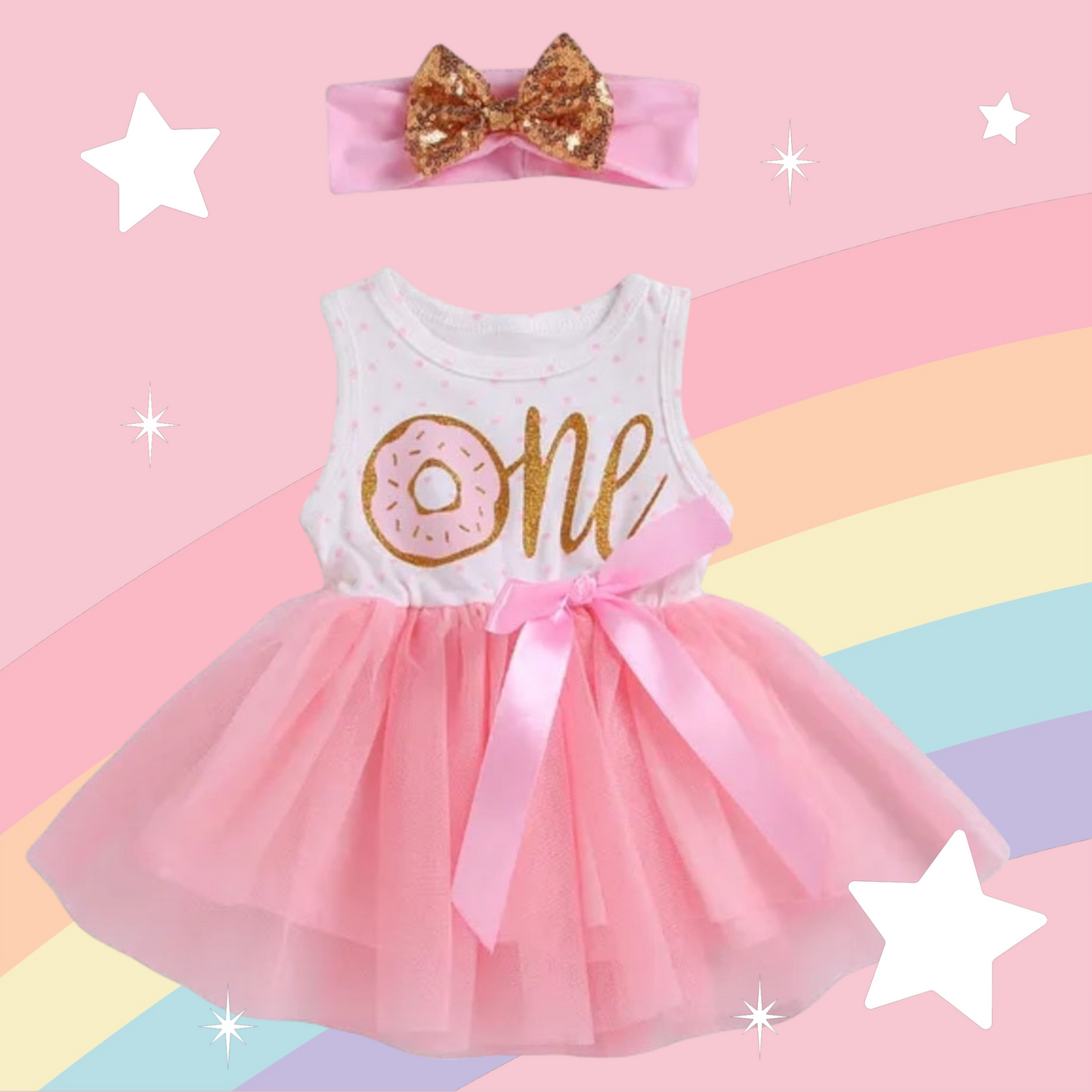 One Sleeveless Birthday Dress and Headband #100080