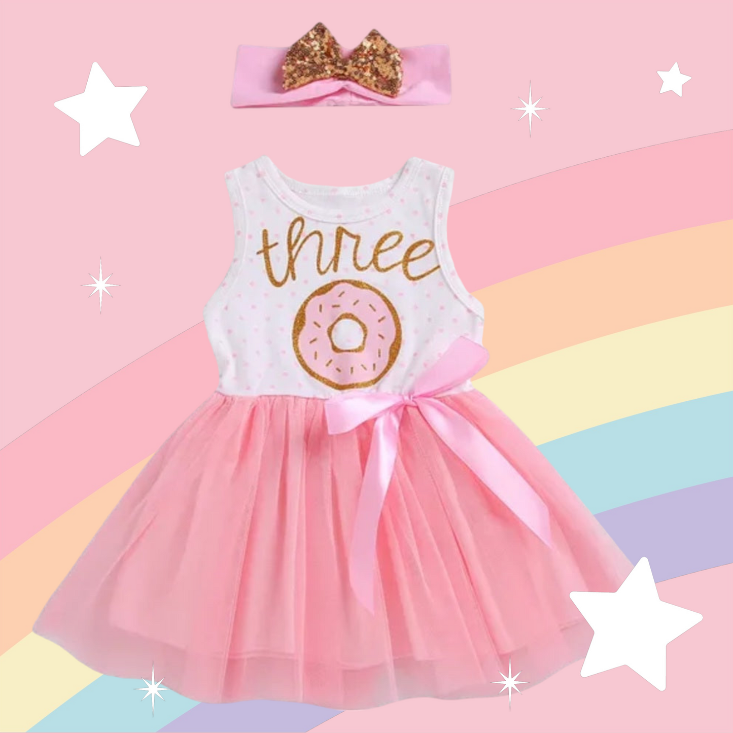 Three Sleeveless Birthday Dresses and Headband  #100088