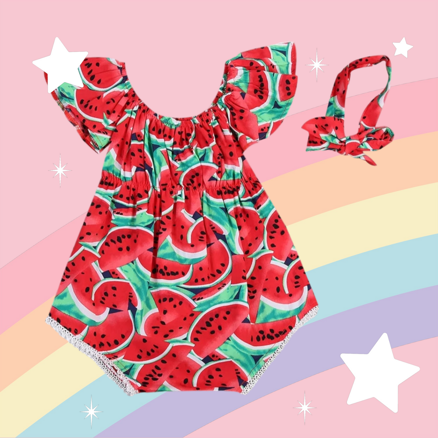 Watermelon Off or On the Shoulder Romper #1000173