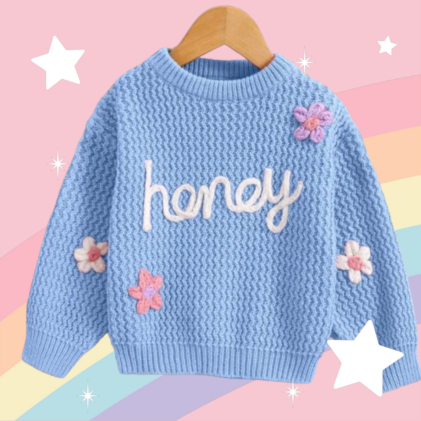 Honey Baby Blue Floral Sweater #10020013