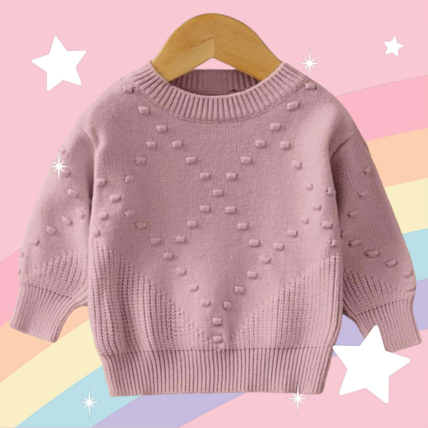 Dusty Pink Popcorn Knit Sweater #1000229