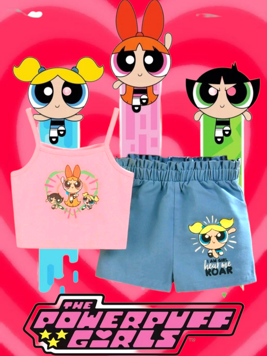 Powerpuff Girls Denim Shorts and Strappy Top #100065