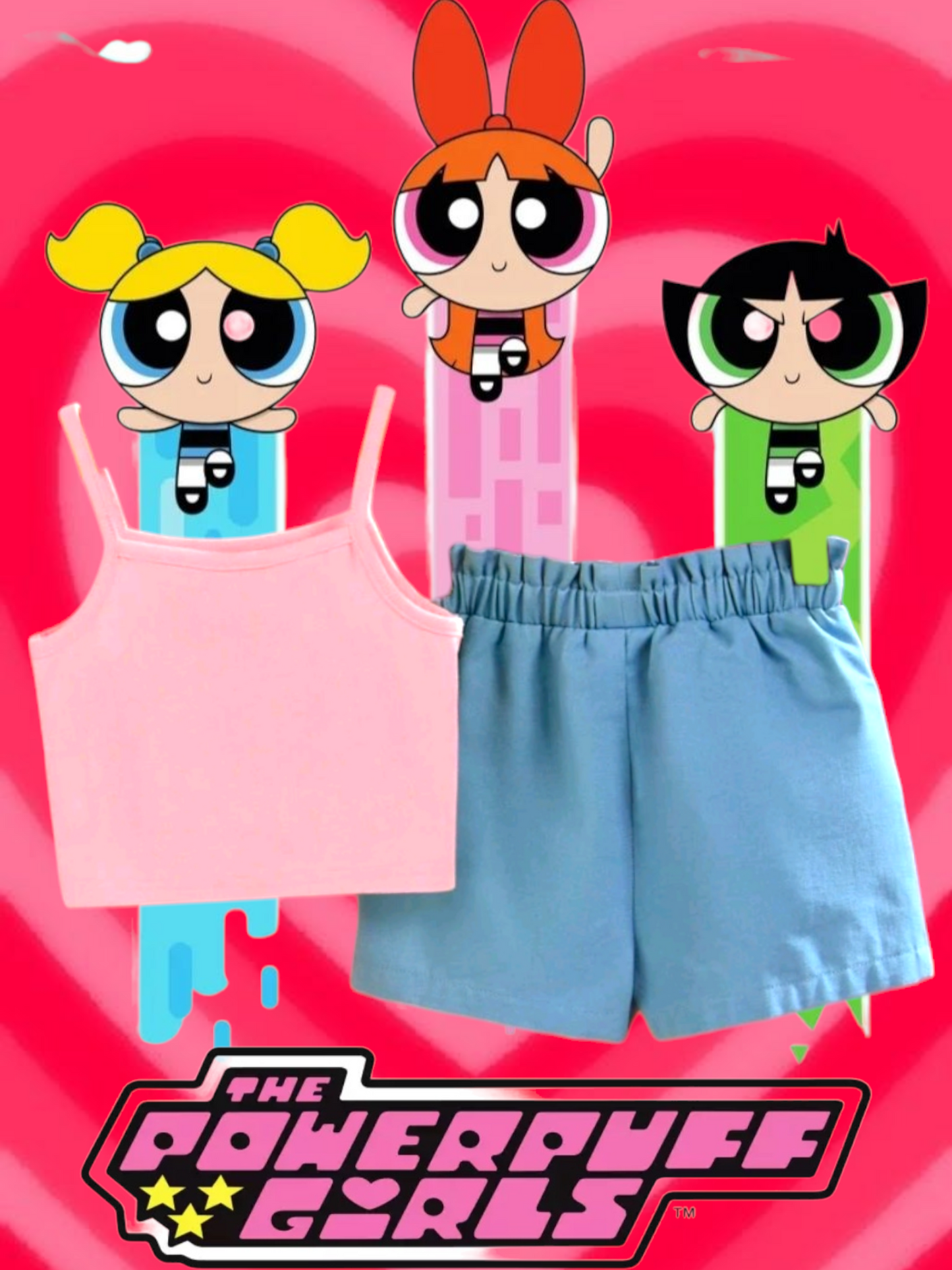 Powerpuff Girls Denim Shorts and Strappy Top #100065