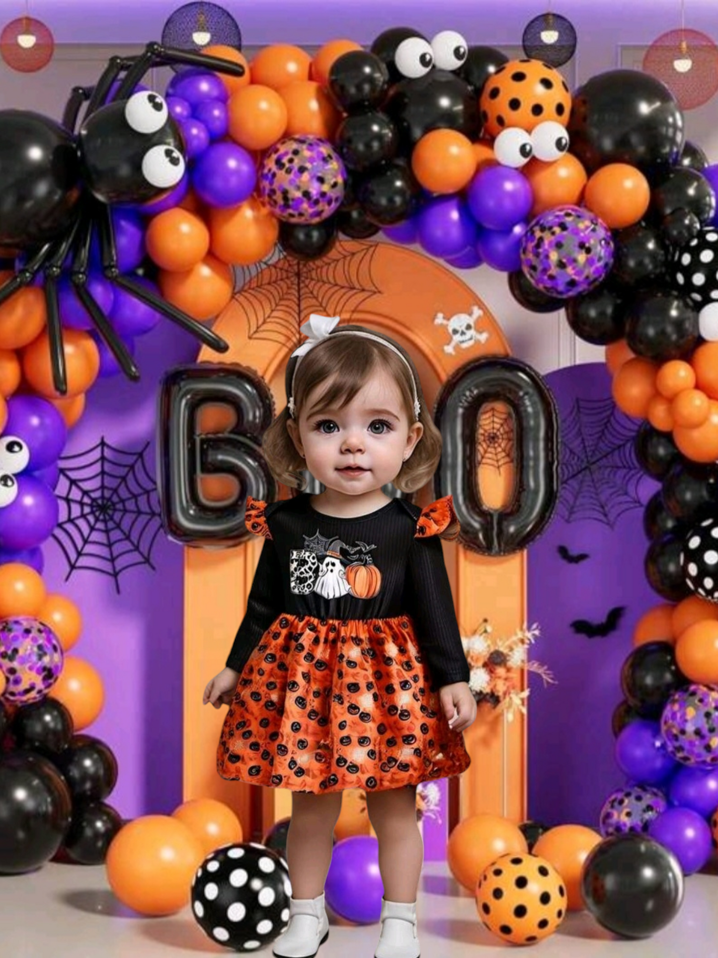 BOO Halloween Dress Black and Orange #1001004