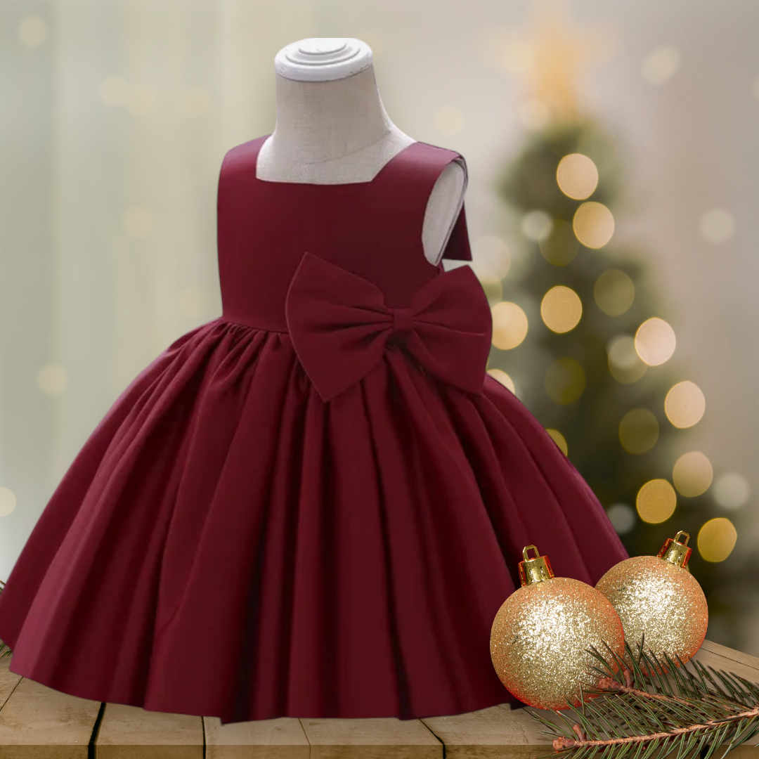 Burgundy Special Occasions Dress with Big Bow (Clip on) #1000263