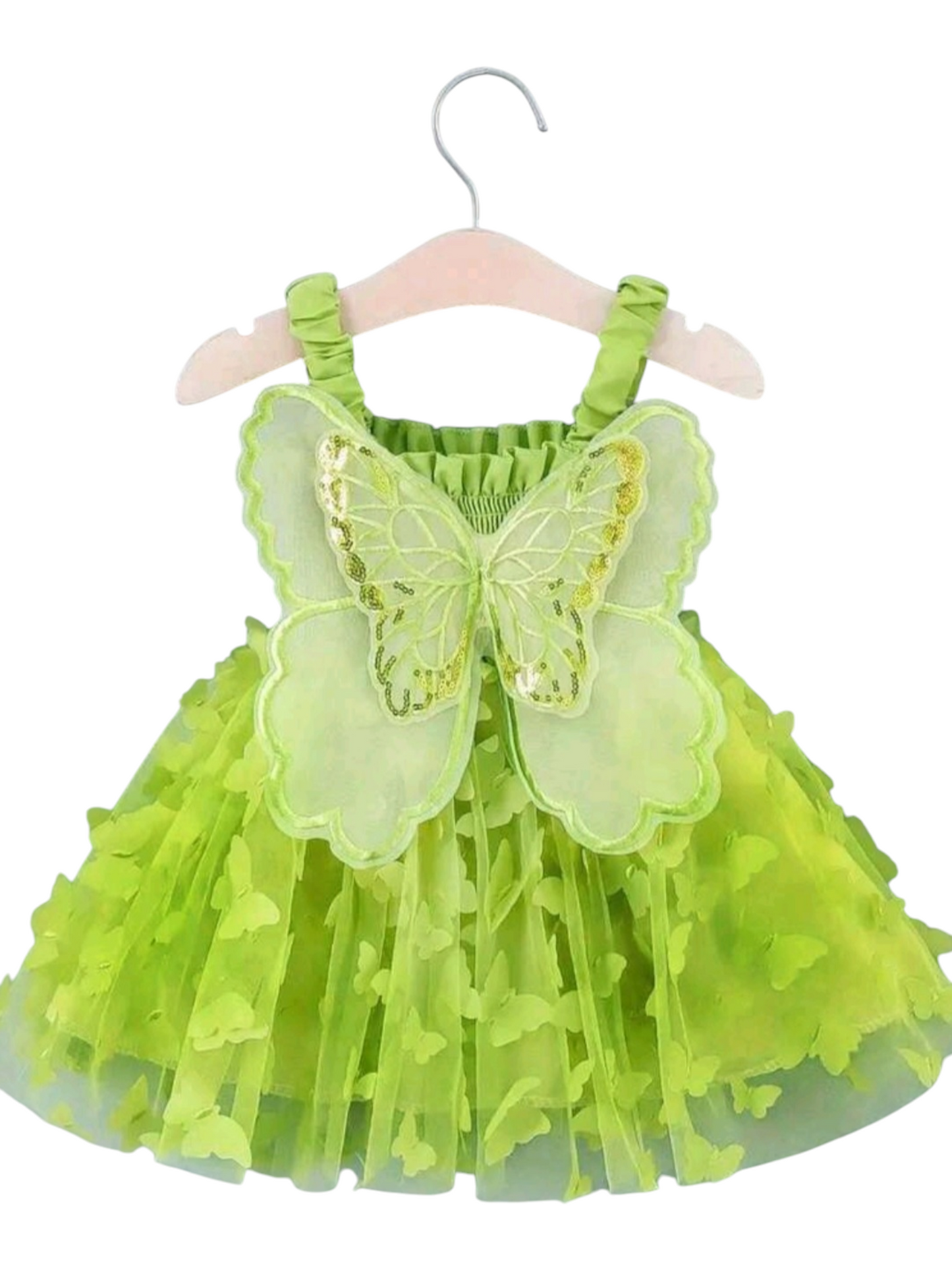 Lime Green Mesh Butterfly Dress #1000566