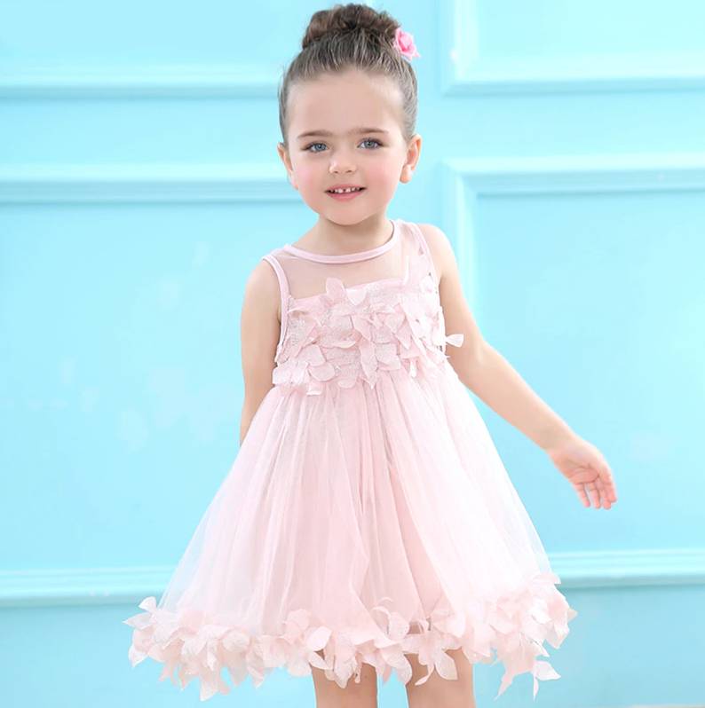 Pink 3D Ruffle Floral Dress #1000130