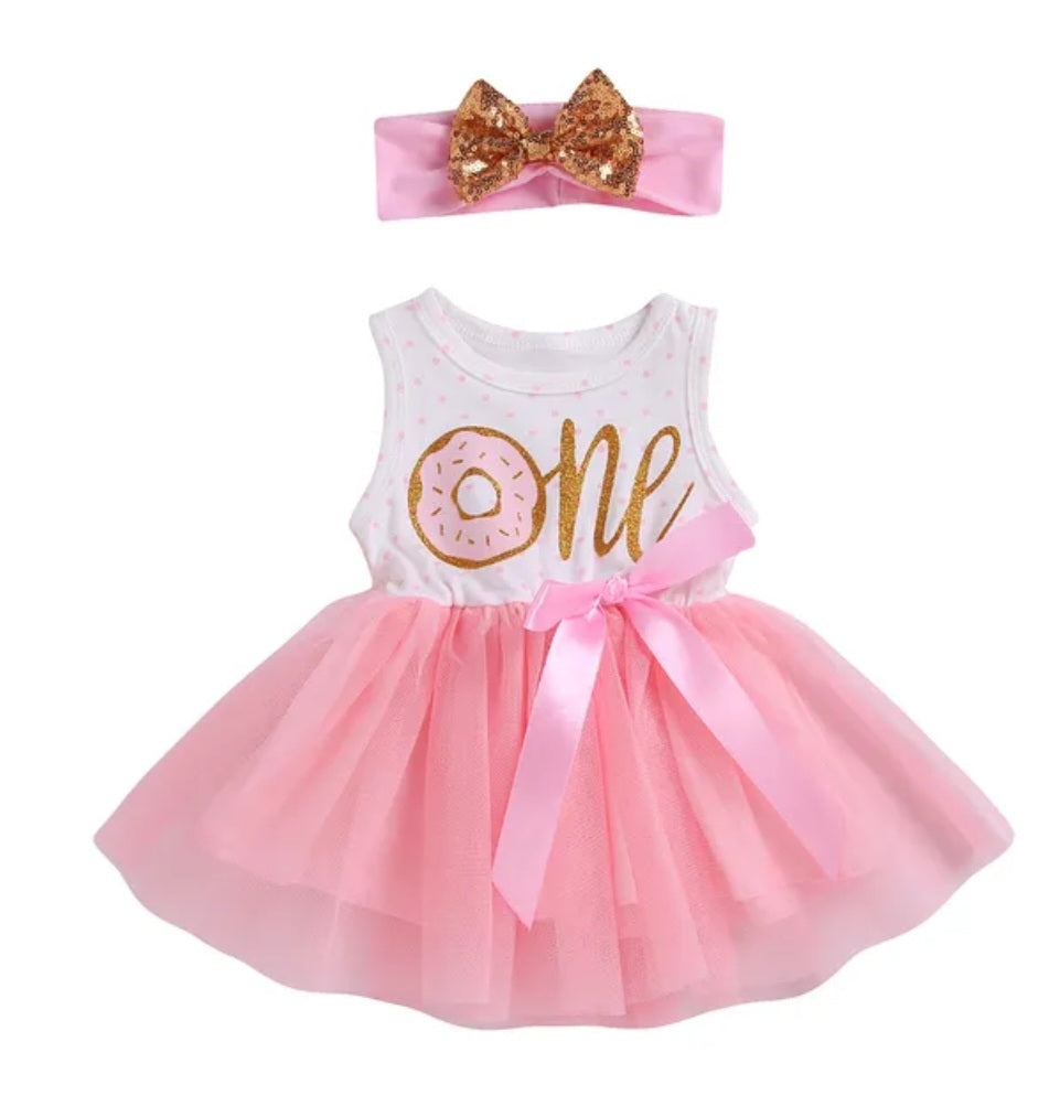 One Sleeveless Birthday Dress and Headband #100080