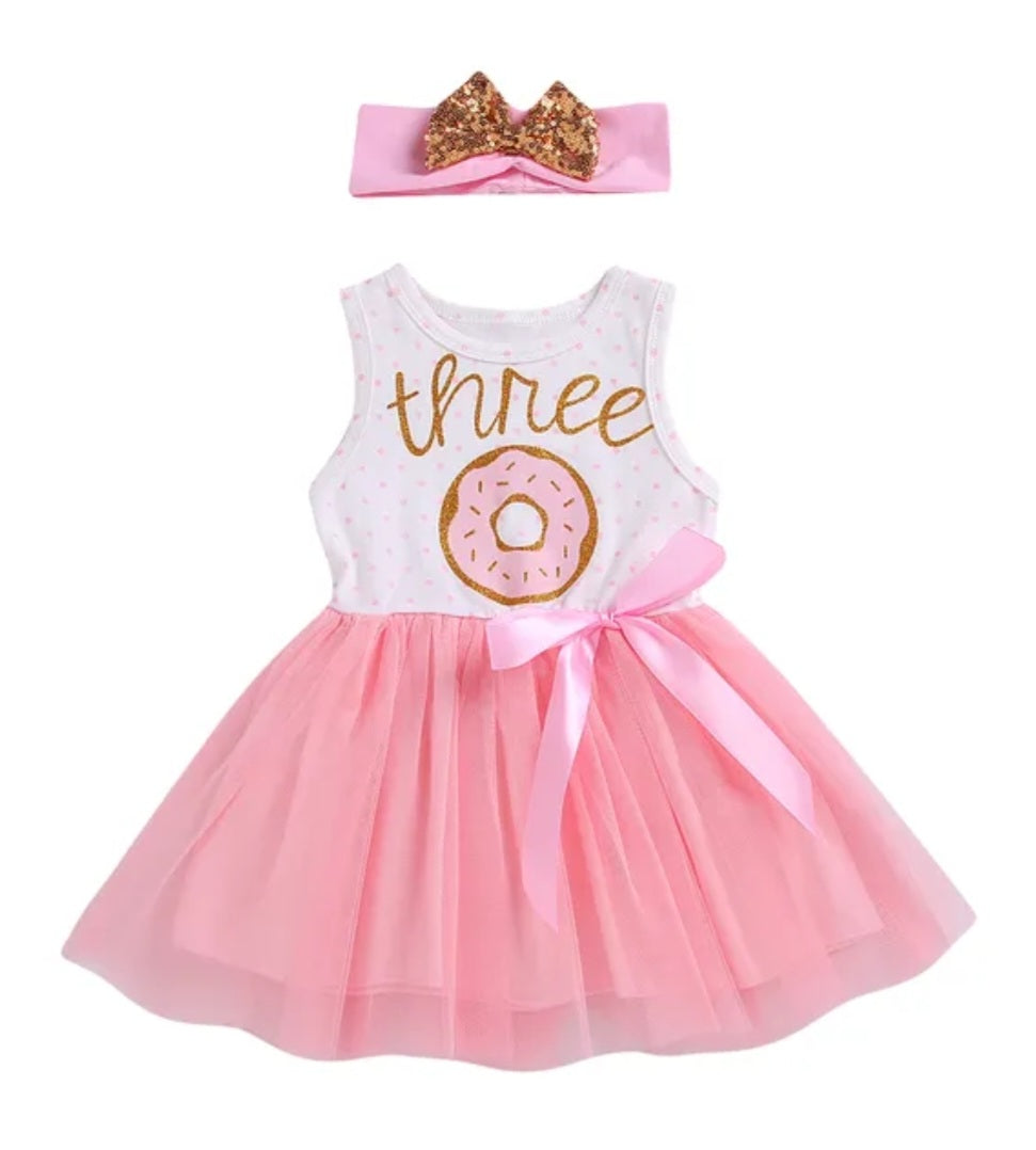 Three Sleeveless Birthday Dresses and Headband  #100088