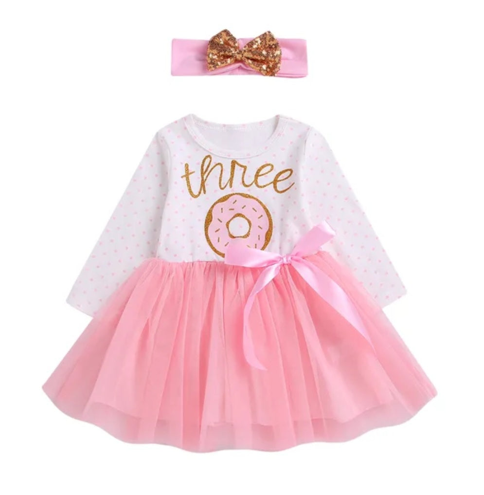 Three Long Sleeve Birthday Dresses and Headband  #100087