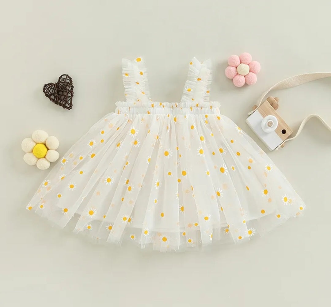 White Daisy Tulle Dress  #1000122