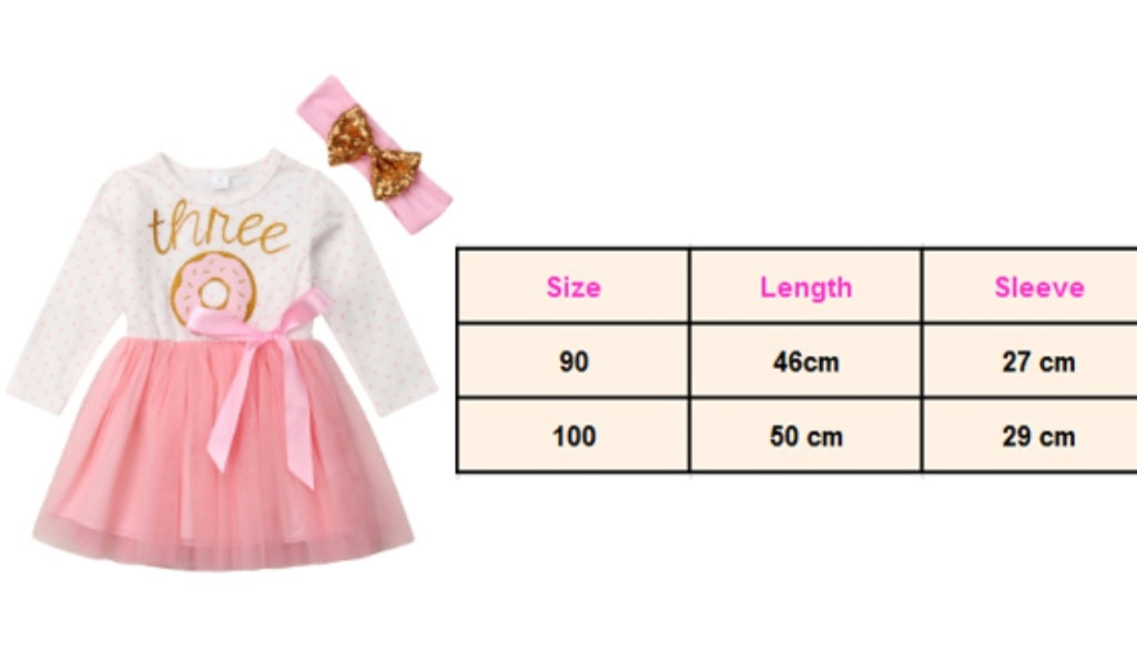 Three Long Sleeve Birthday Dresses and Headband  #100087