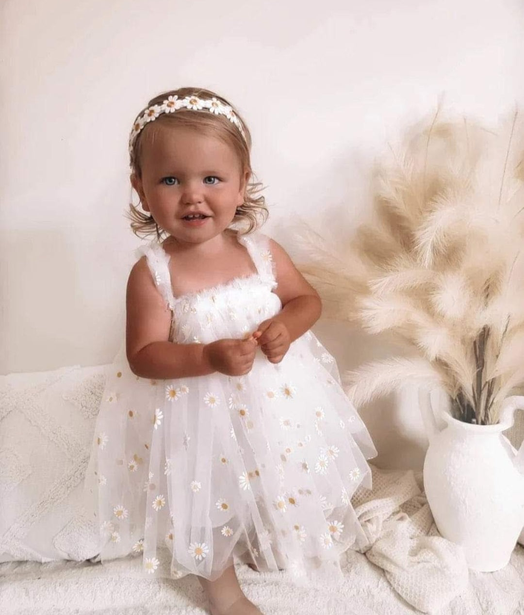 White Daisy Tulle Dress  #1000122