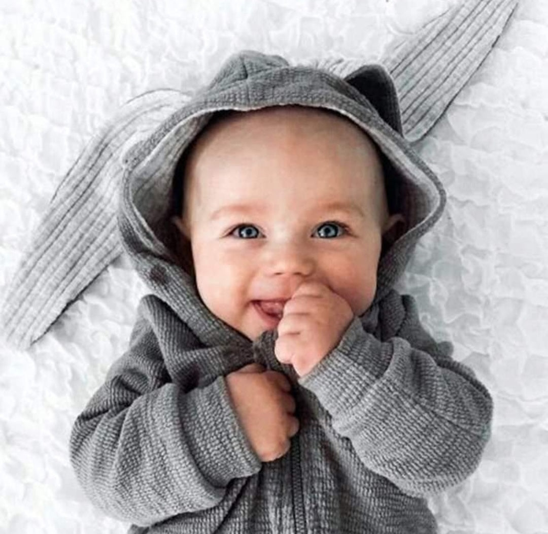 Gray Ribbed Bunny Onsie #10001013