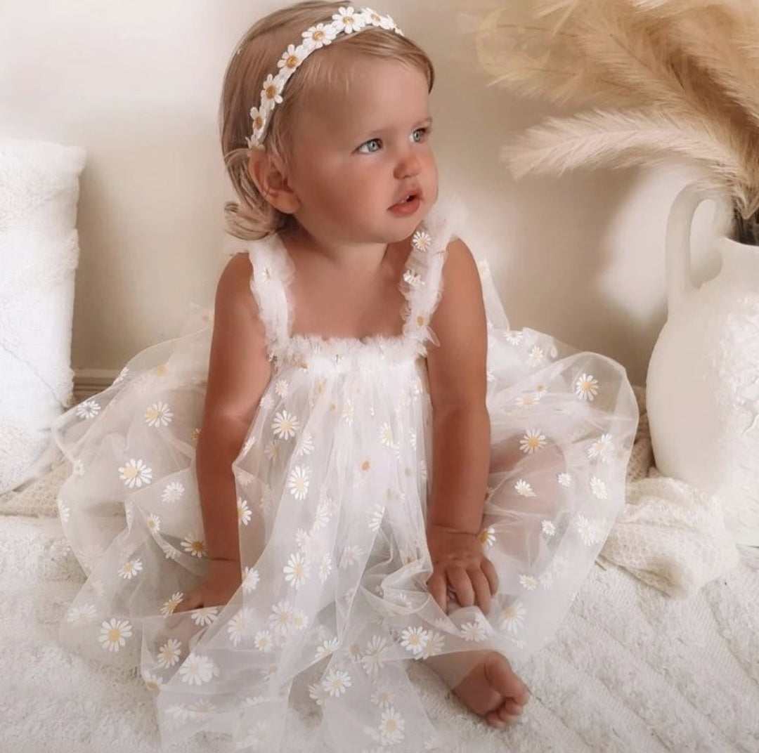 White Daisy Tulle Dress  #1000122