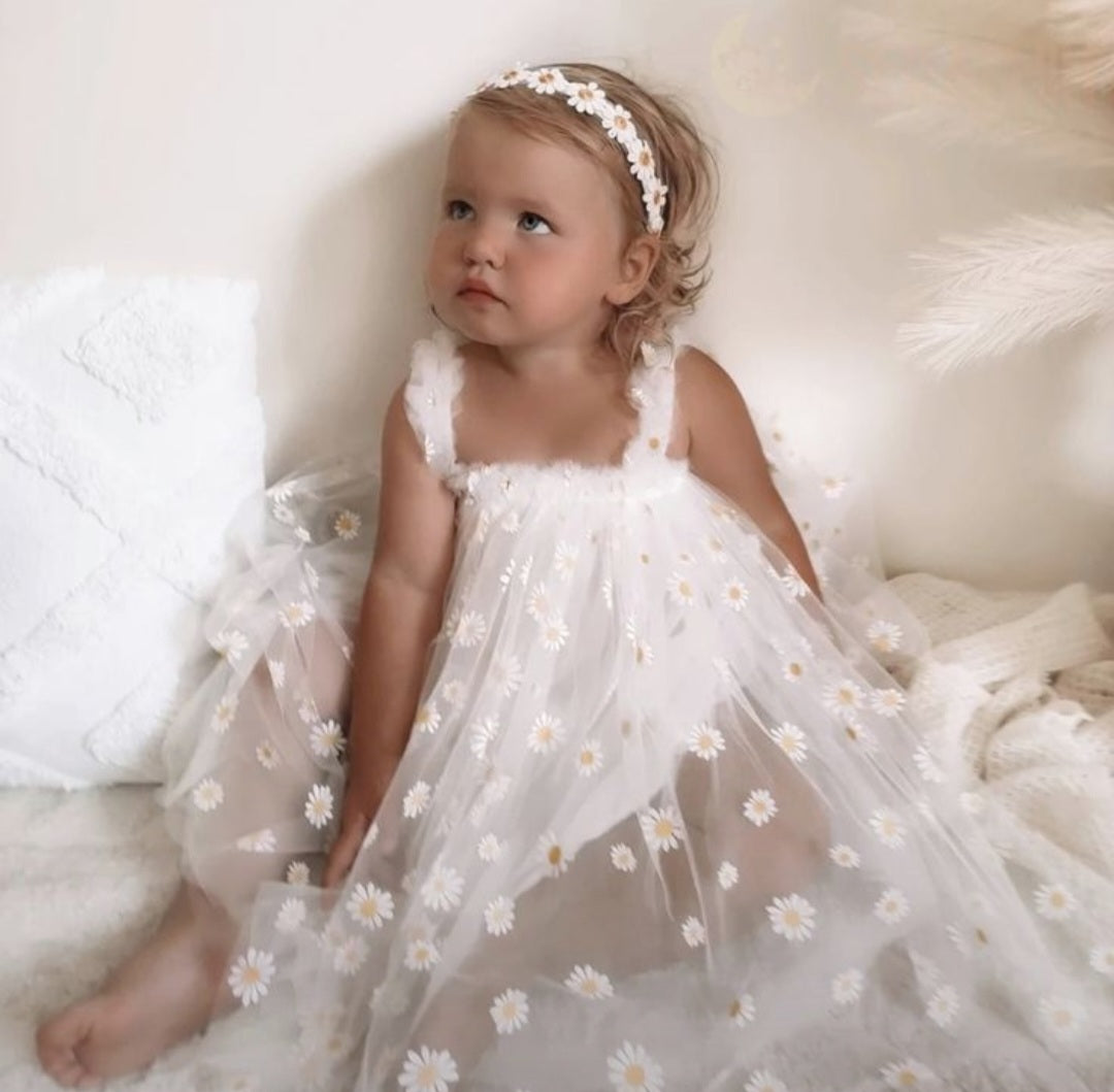 White Daisy Tulle Dress  #1000122