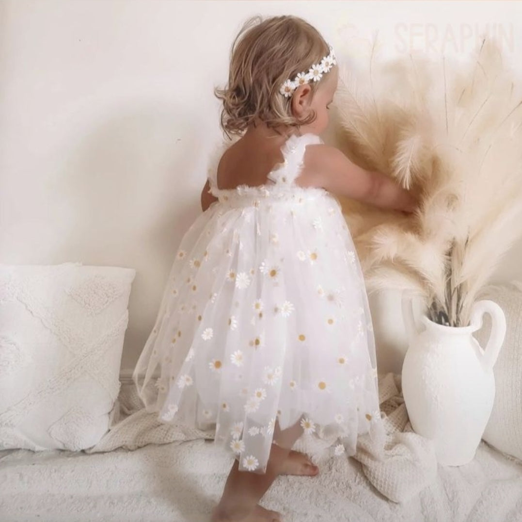 White Daisy Tulle Dress  #1000122