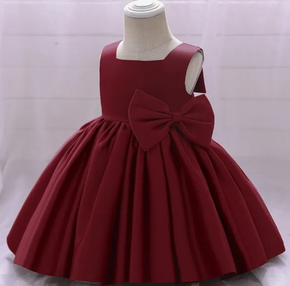 Burgundy Special Occasions Dress with Big Bow (Clip on) #1000263