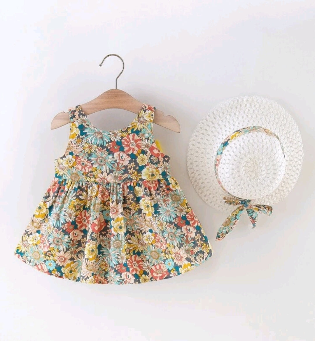 Floral Dress with Big Bow and Hat #1002