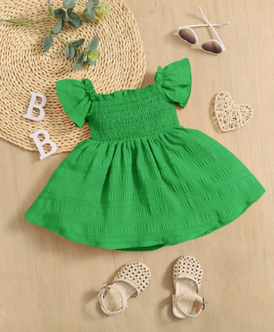 Green Ruffle Sleeve Dress #1007