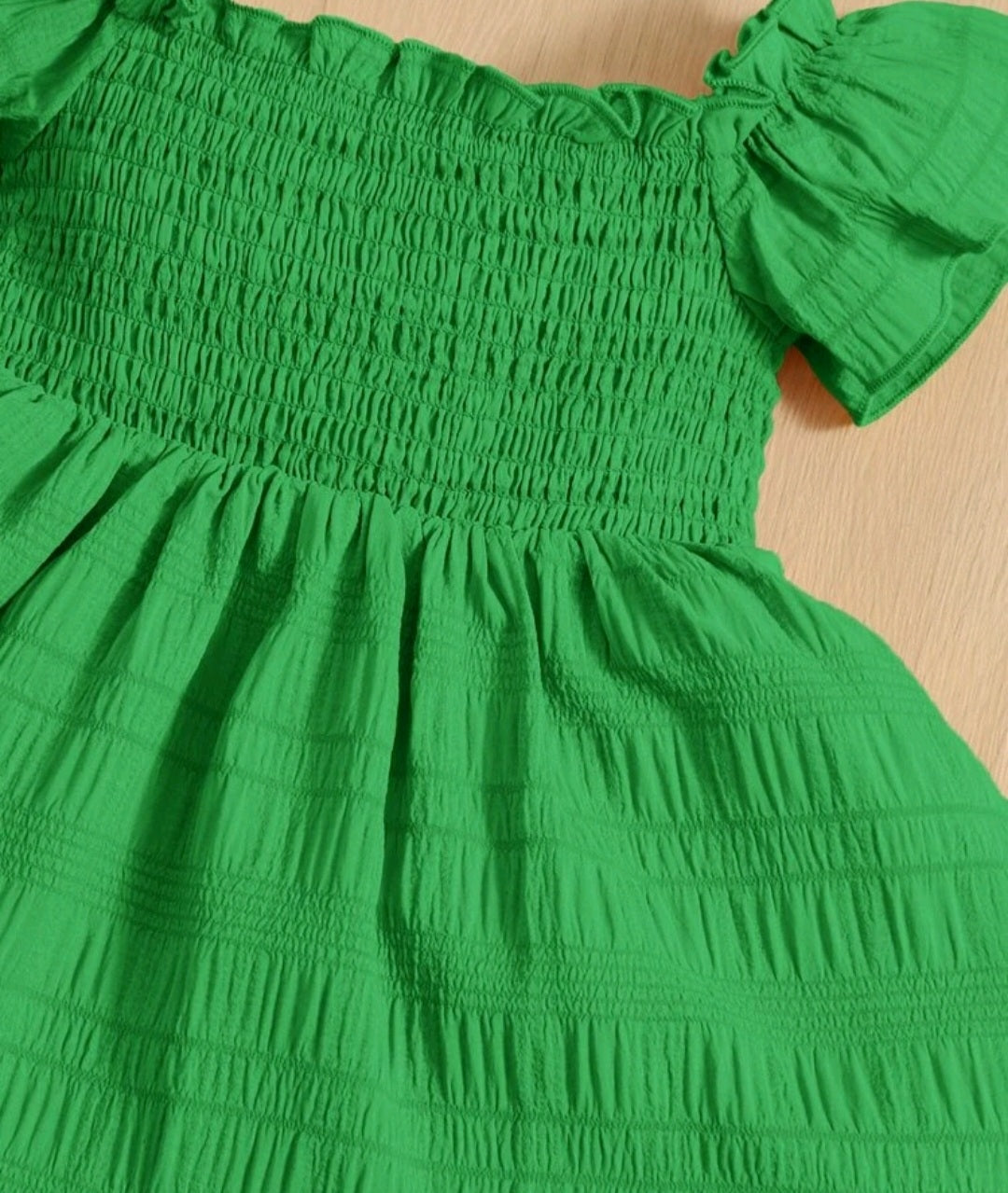 Green Ruffle Sleeve Dress #1007