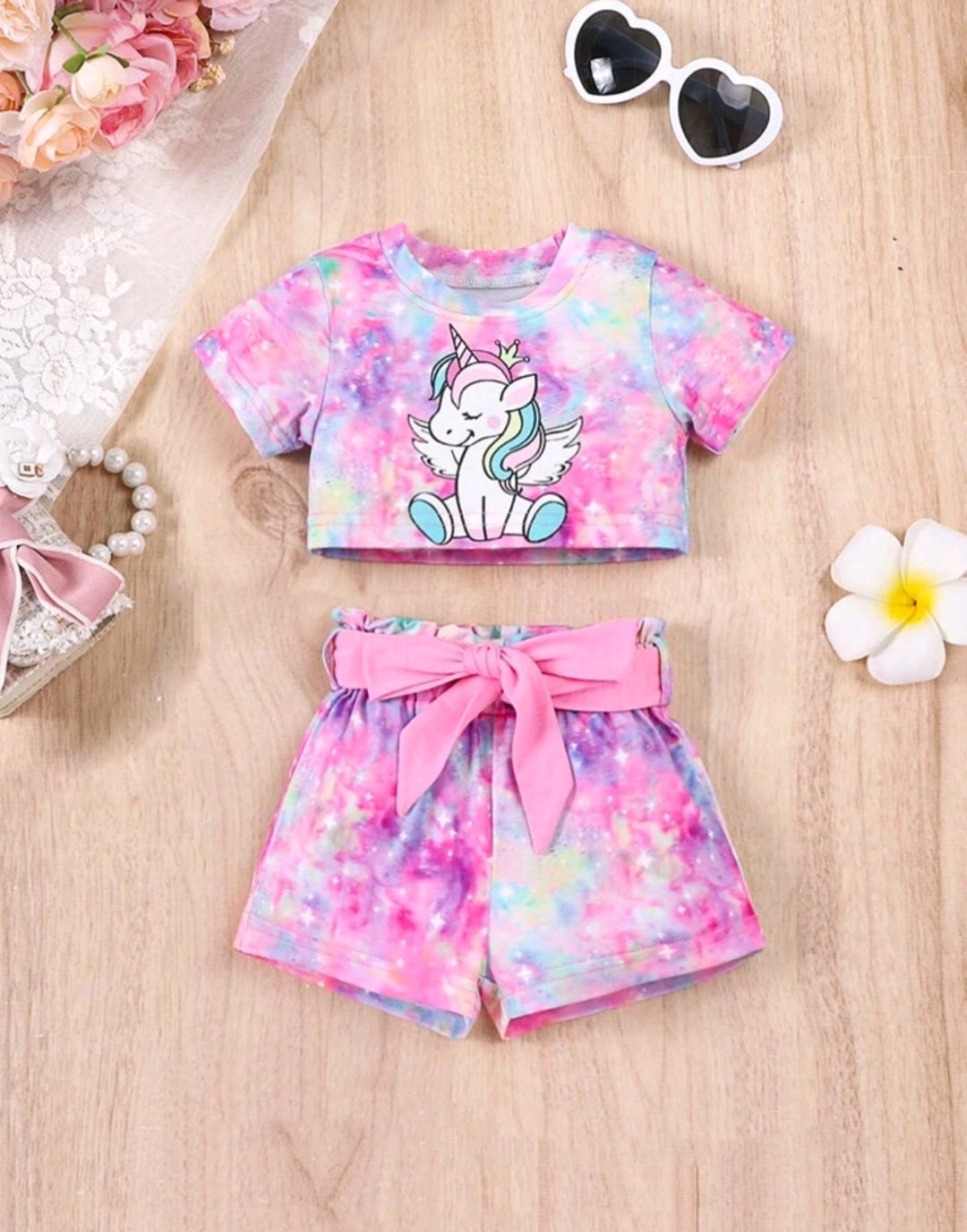 Unicorn Crop Top and Shorts #1008