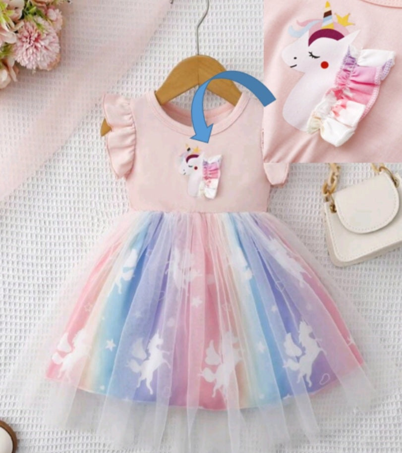 Rainbow Unicorn Tulle Dress #10023