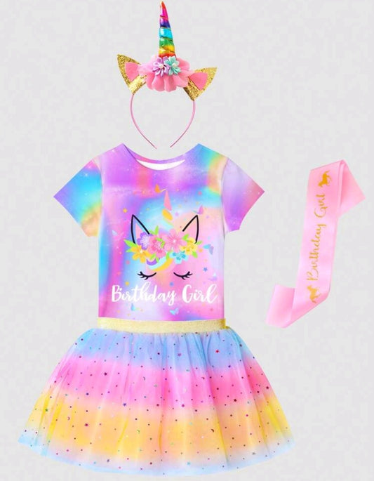 4 PSC Happy Birthday Unicorn Outfit  #1001041