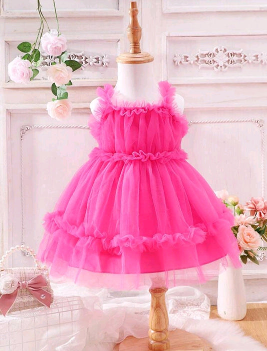 Cerise Pink Ruffle Dress  #1000496