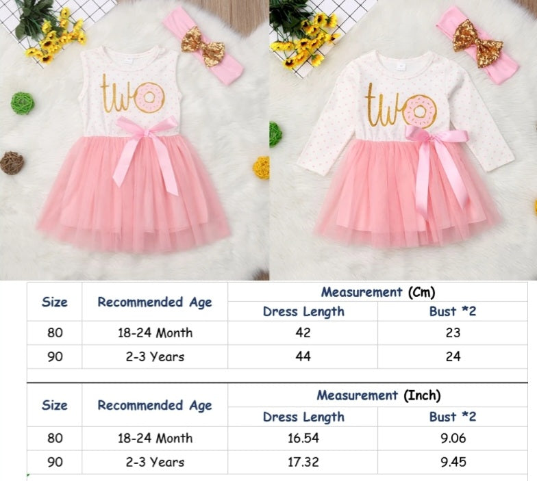 Two Long Sleeve Birthday Dresses and Headband #100085